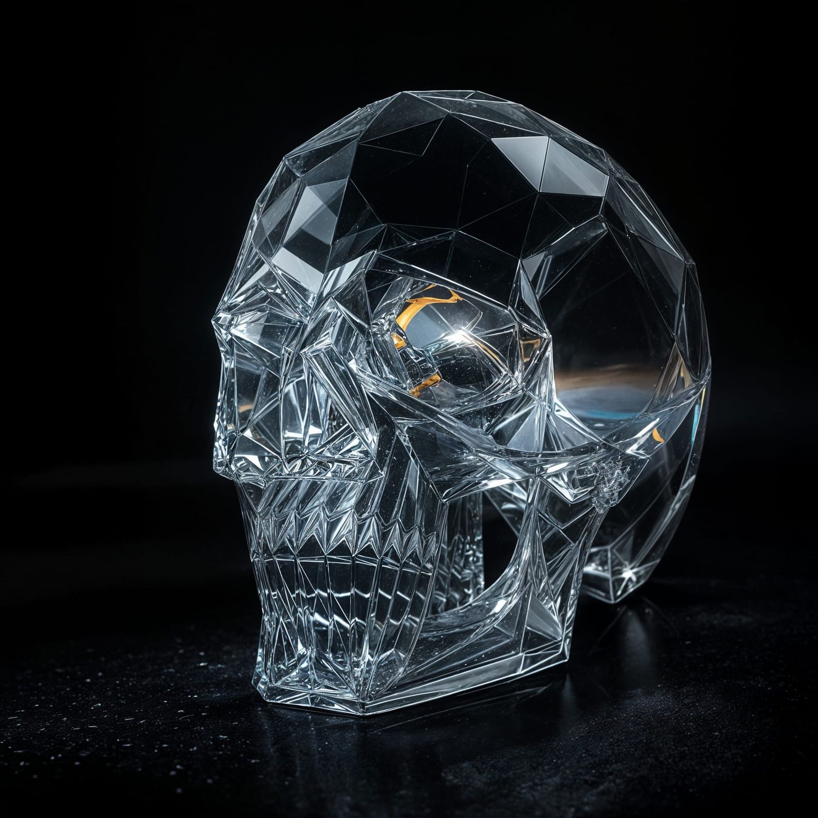 Ethereal Crystal Skull with Rainbow Refractions