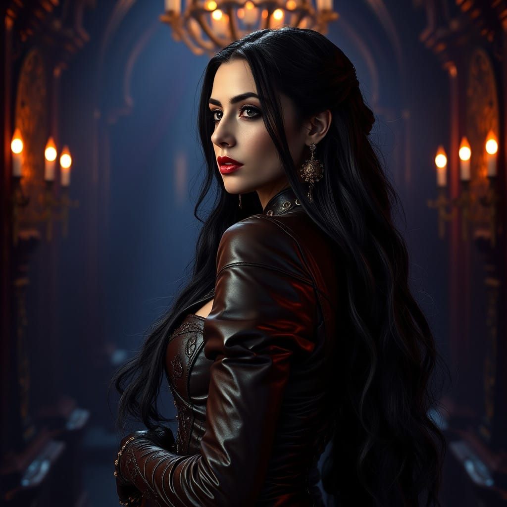 Regal Russian Mistress in Opulent Leather and Latex Attire