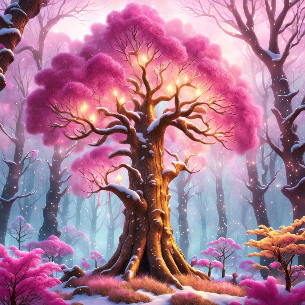 Enchanting Caramel and Arcadia Trees in Digital Art