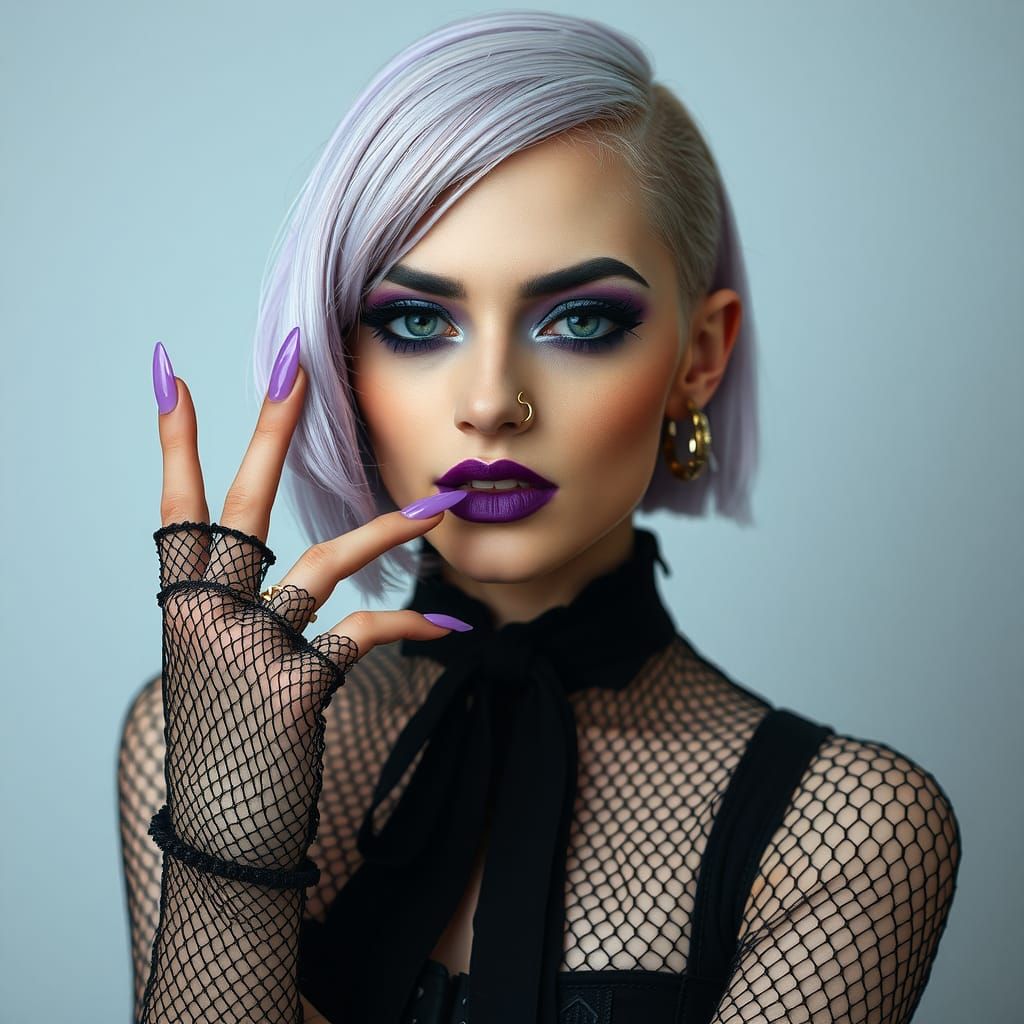 Edgy Woman with Asymmetrical Bob and Piercings