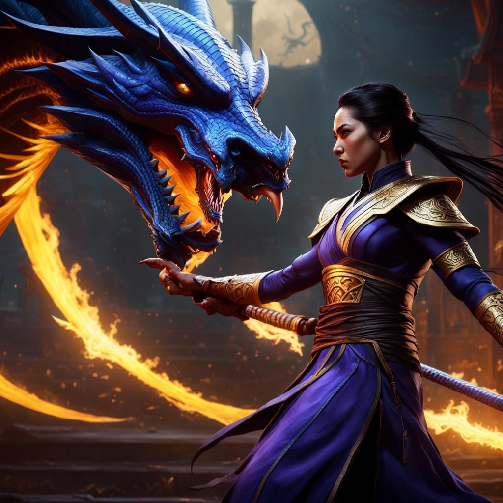 Kitana and Dragon vs Shang Tsung