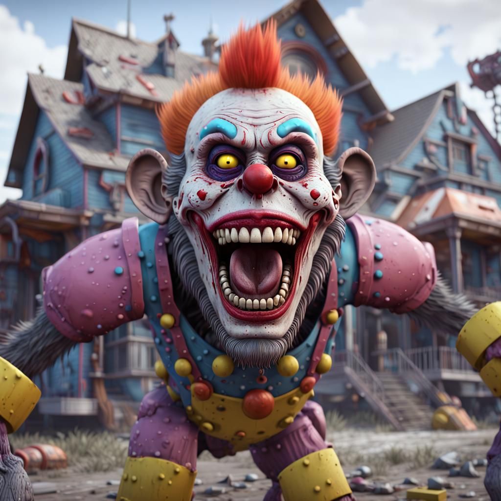 Zombie Monkey Clown Crew Paints a House