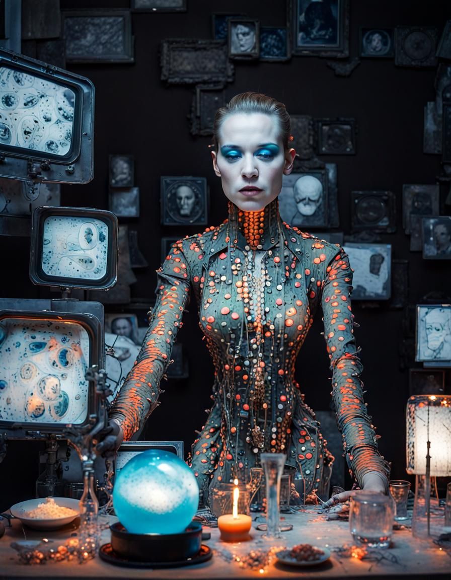 Medusa in Scarlet Darkness: A Folk Art Vision