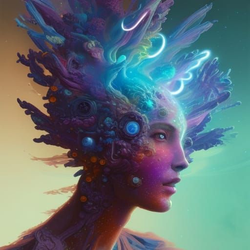 Nebula Human Flower: Surreal Cosmic Art