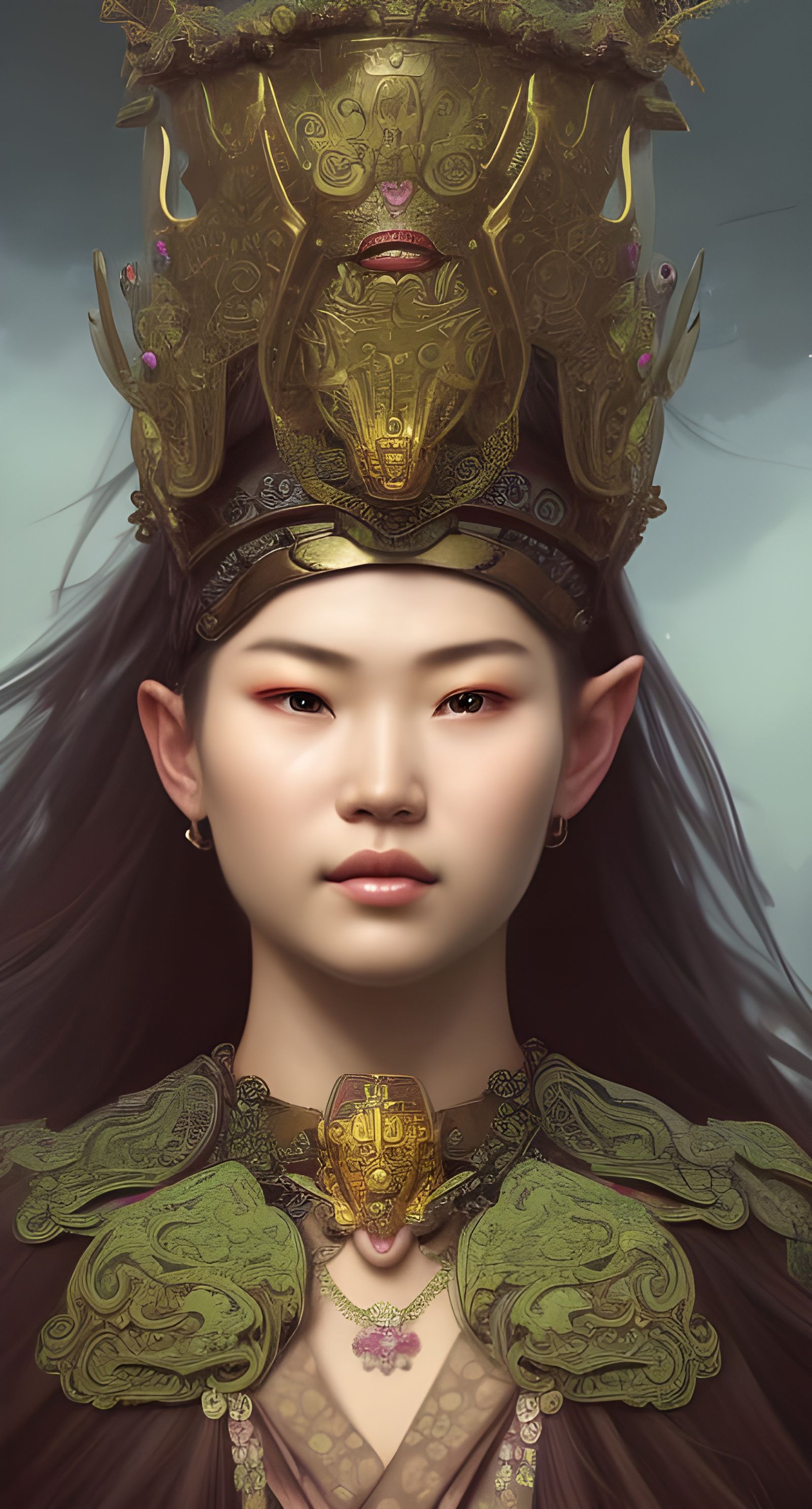 Majestic Chinese Warrior Demon Portrait in 8K