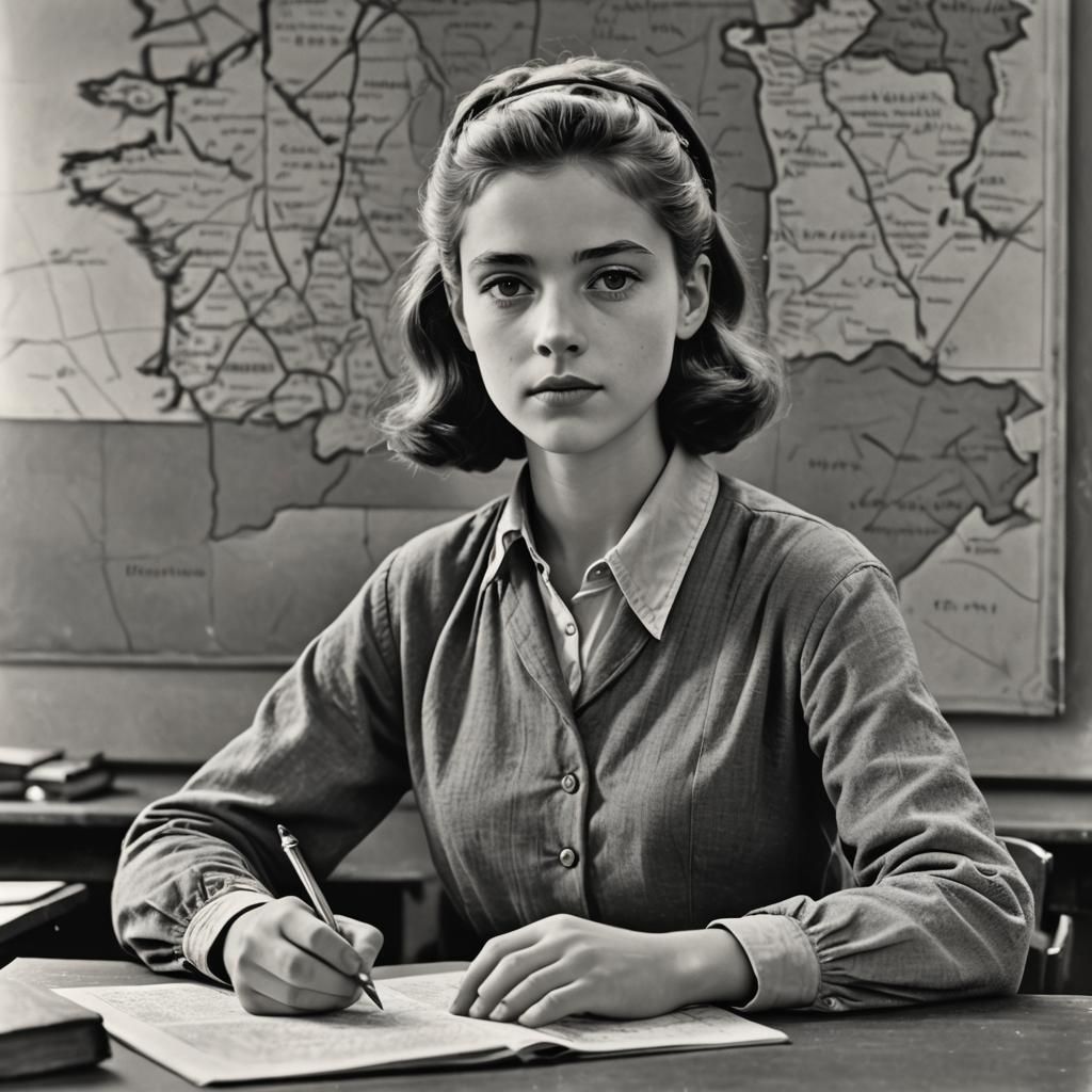 French Schoolboy Portrait in Black and White