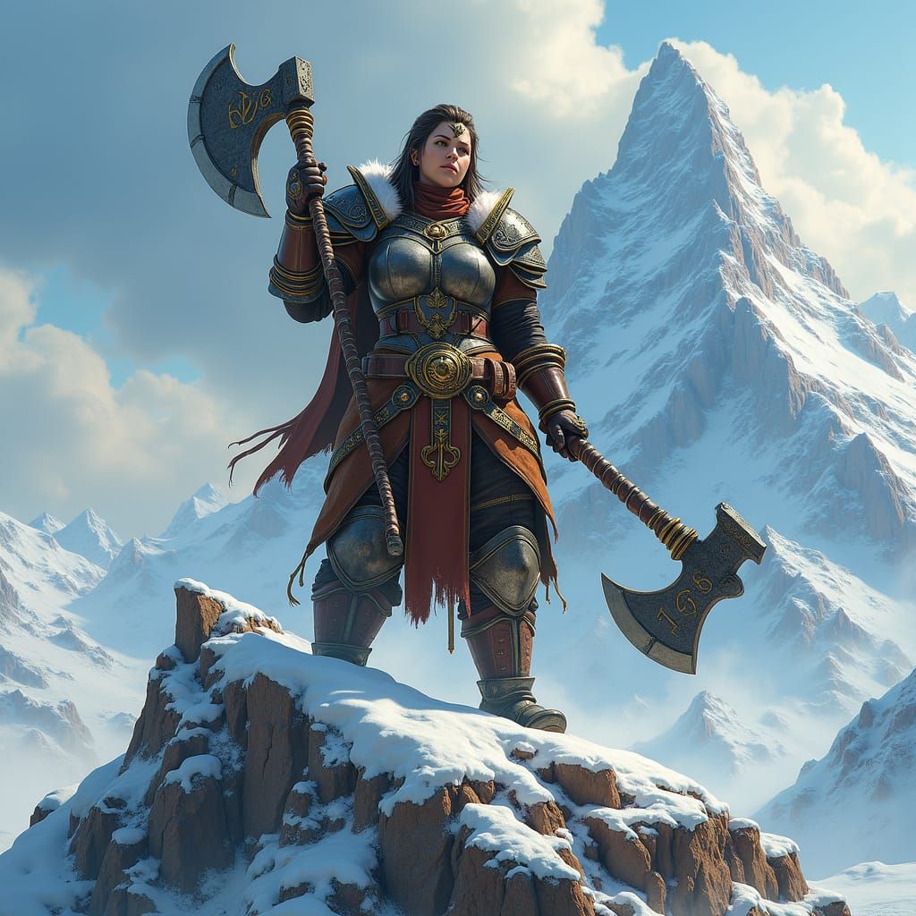 Dwarf Warrior Queen on Mountain of Corpses