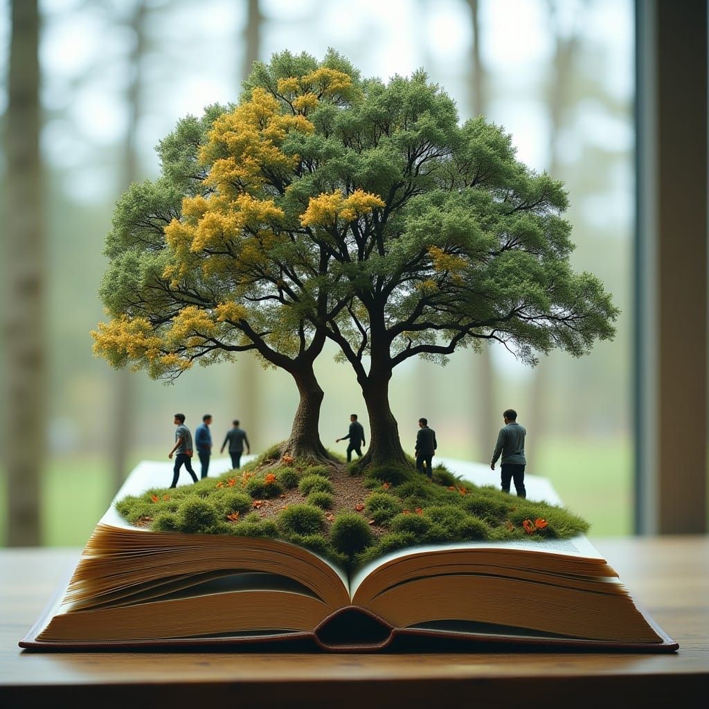 Enchanting Forest Scene in Open Book Double Exposure