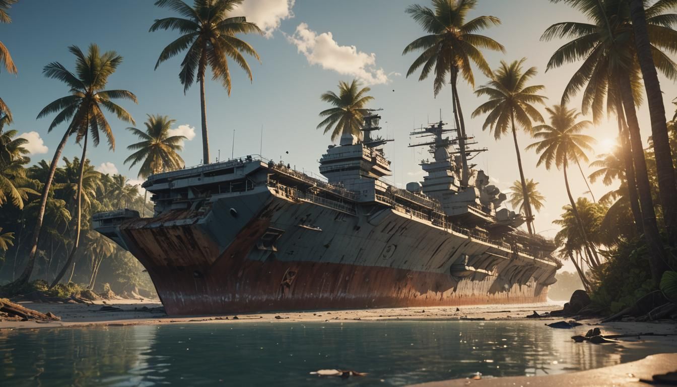 An abandoned aircraft carrier