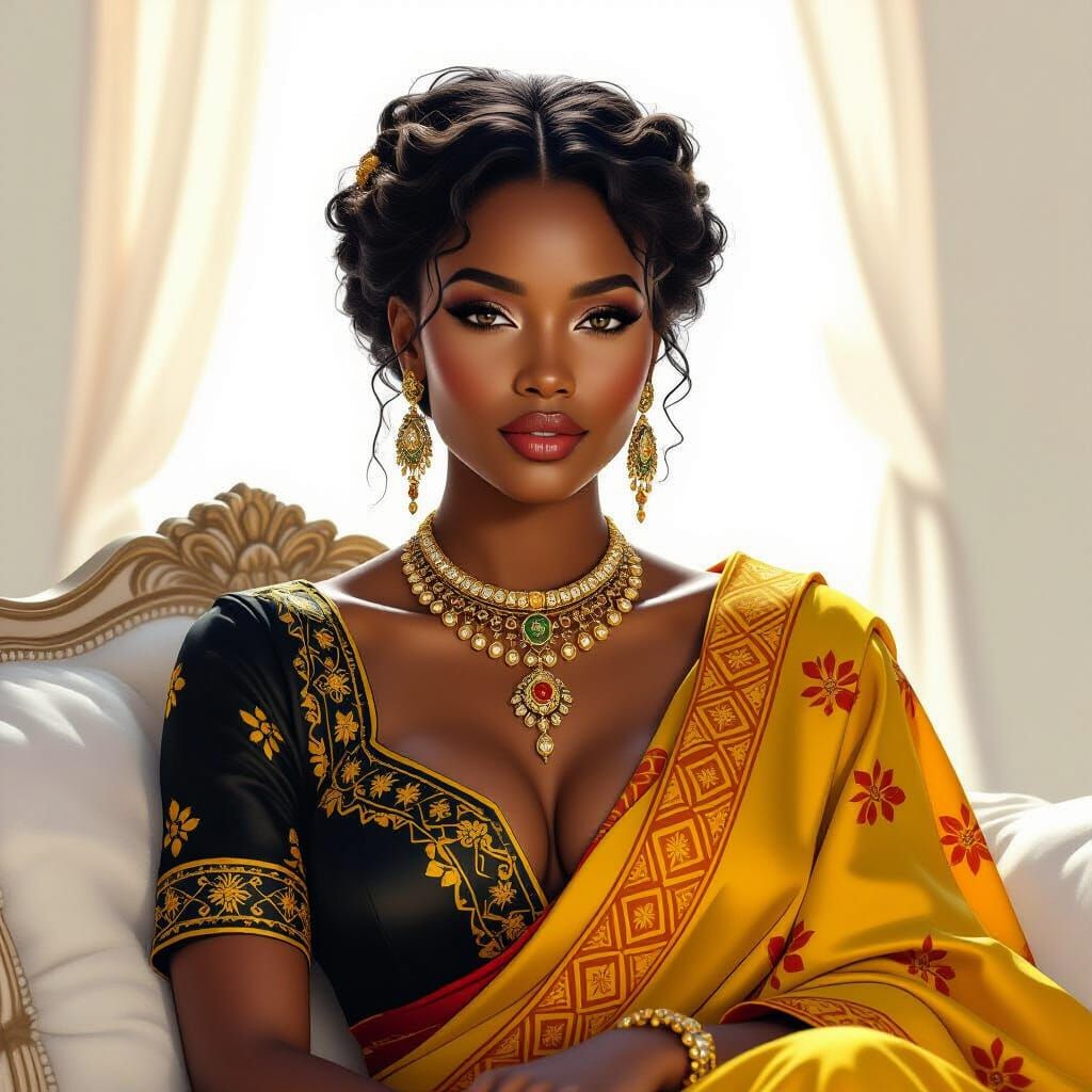 Radiant Black Woman in Hyper-Realism Style