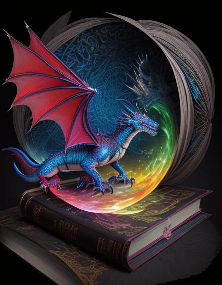 Dragon Versus Book Vortex: Digital Matte Painting