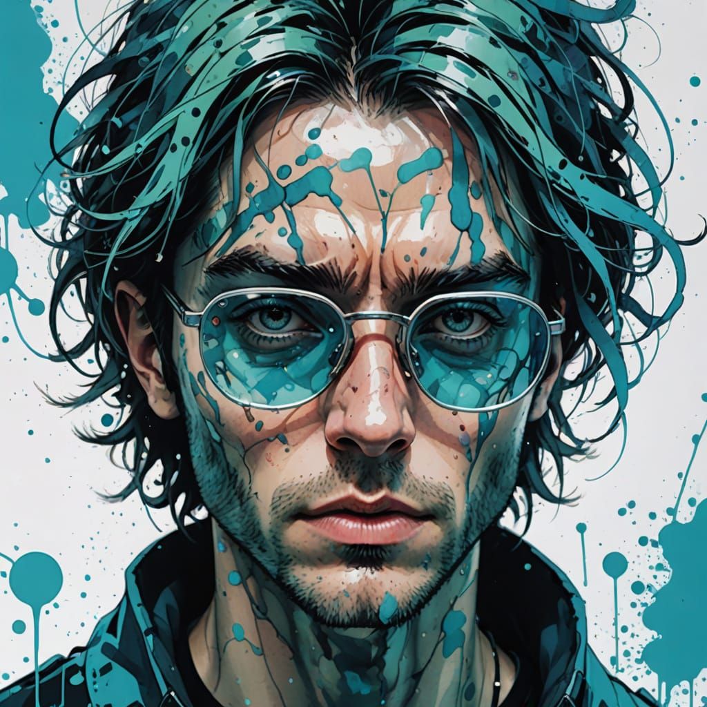 Sage in Cyberpunk Digital World: Comic Book Style