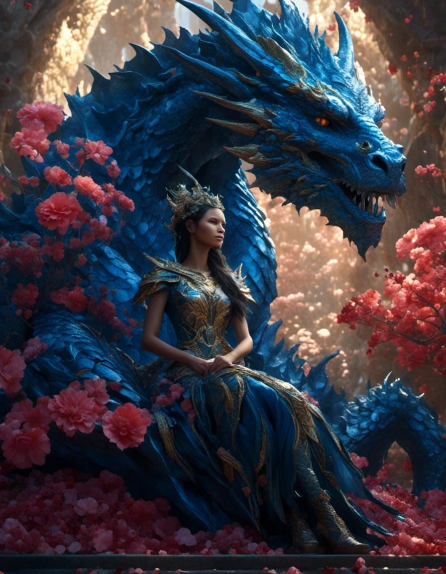 Fairy and Dragon in Hyperreal Dark Fantasy