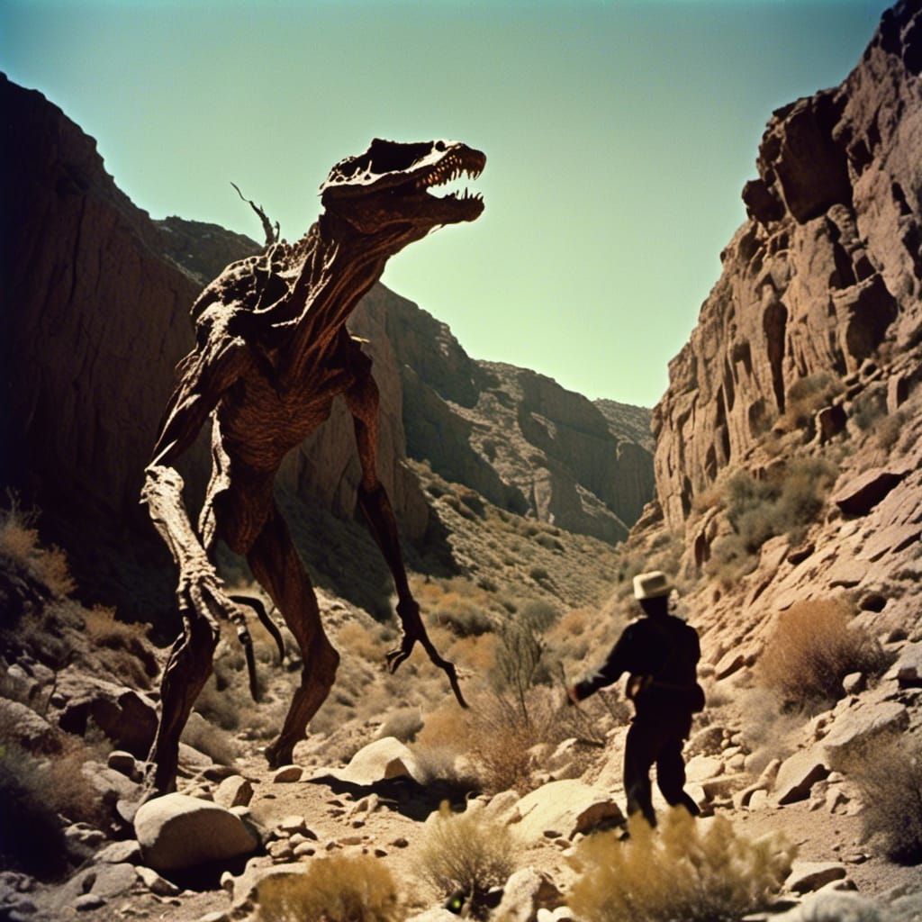 Terrifying Monster Hunts in Nevada Canyon: Film Still