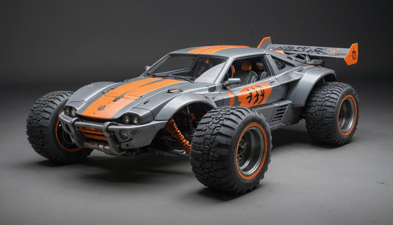 Cyberpunk Muscle Car with Japanese Retro-Futuristic Design