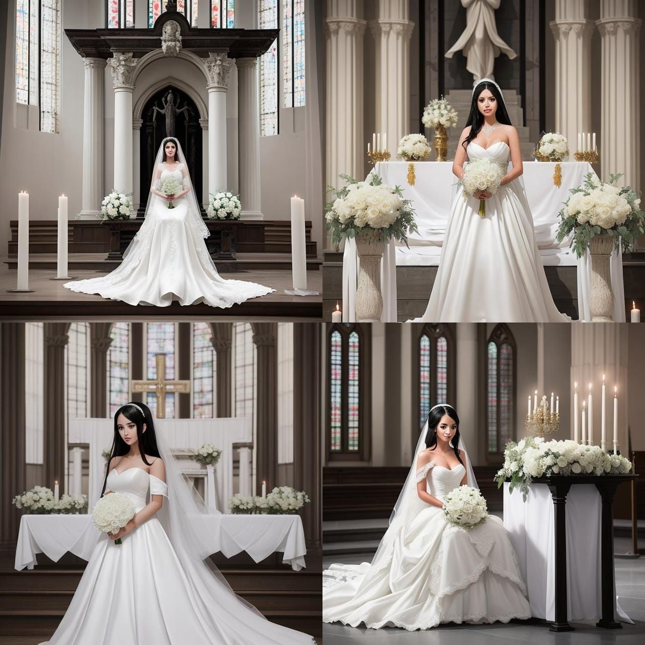 Bride at Altar in White Dress