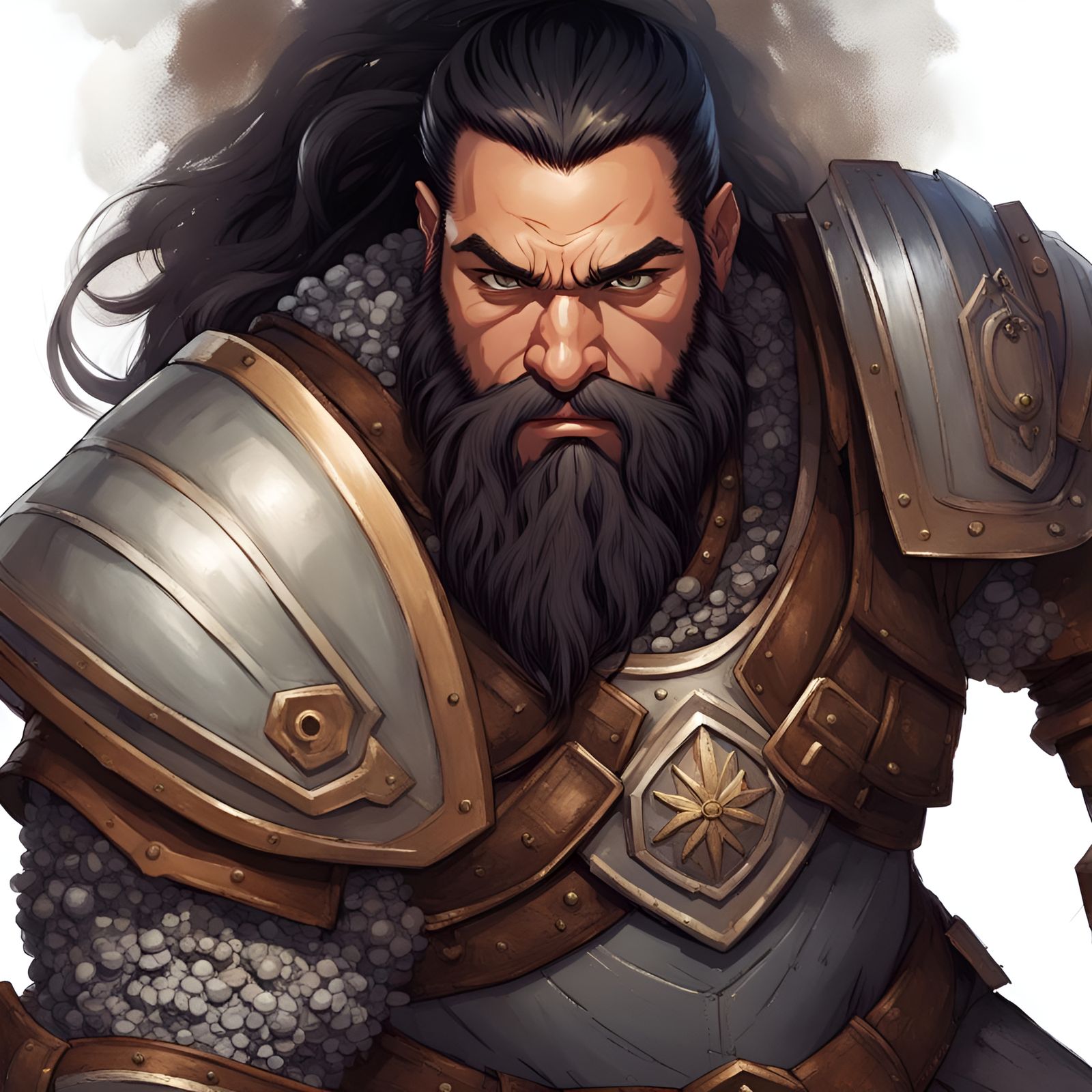 Armored Dwarf Warrior with Braided Beard
