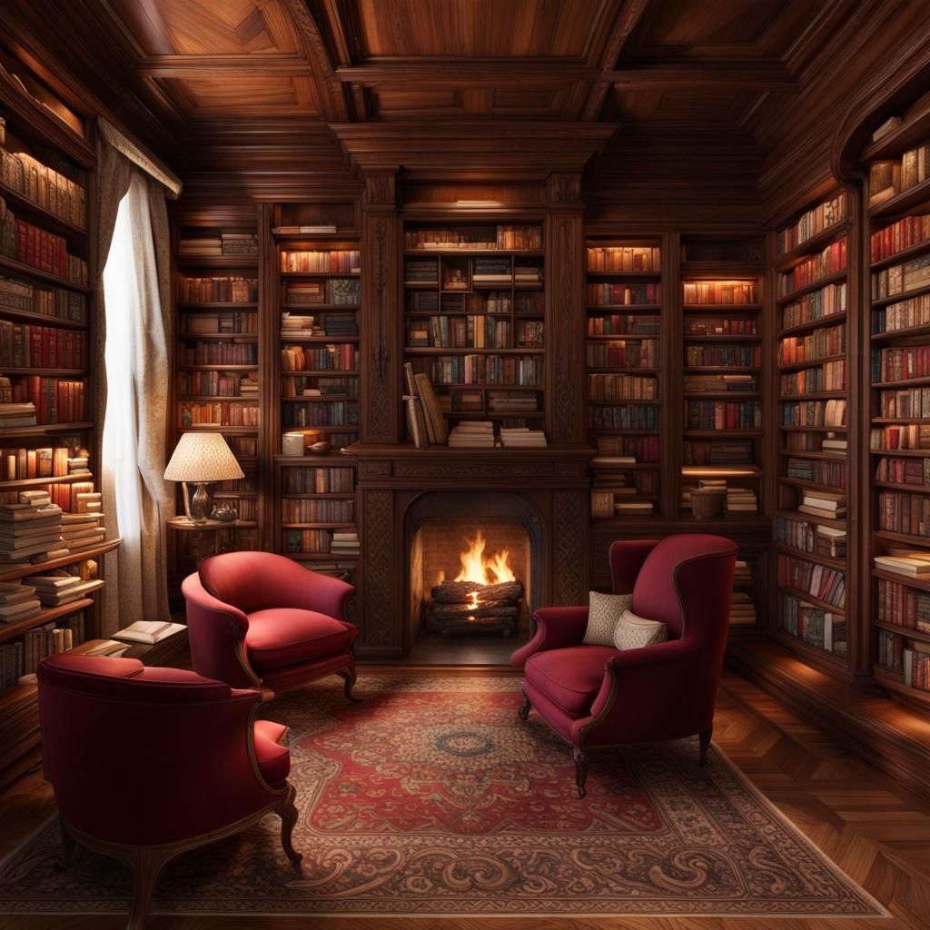A cozy beautiful library