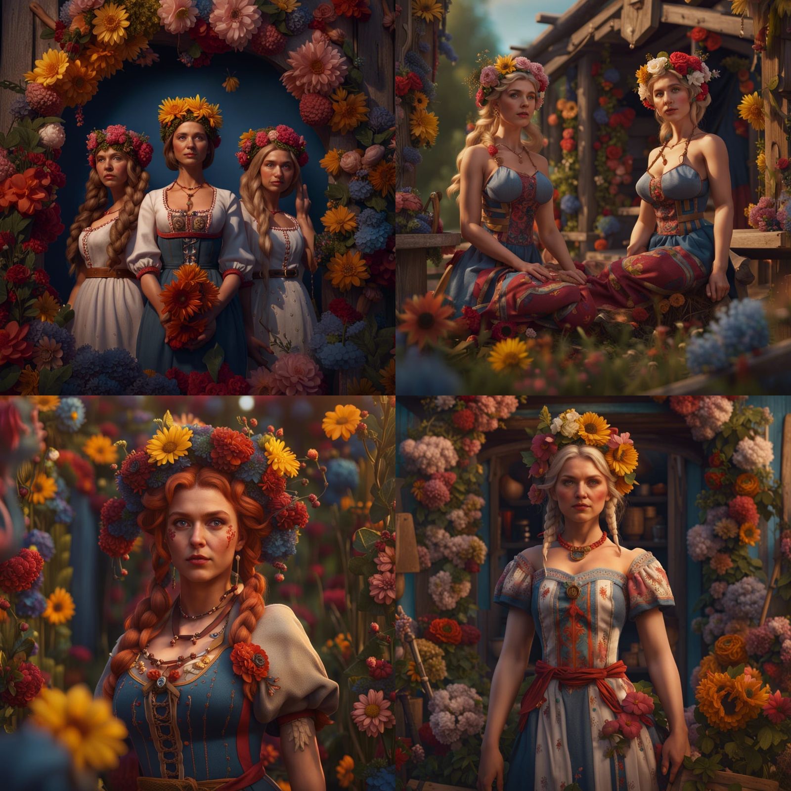 Midsommar Pin-Up Dolls in Detailed Matte Painting