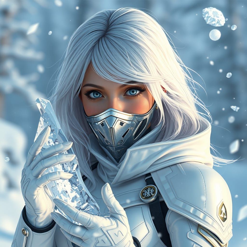 Ethereal Victorian Superheroine in Winter Wonderland