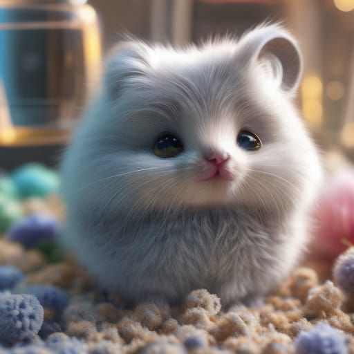 Cute Dust Bunny in Cozy Ball of Fluff