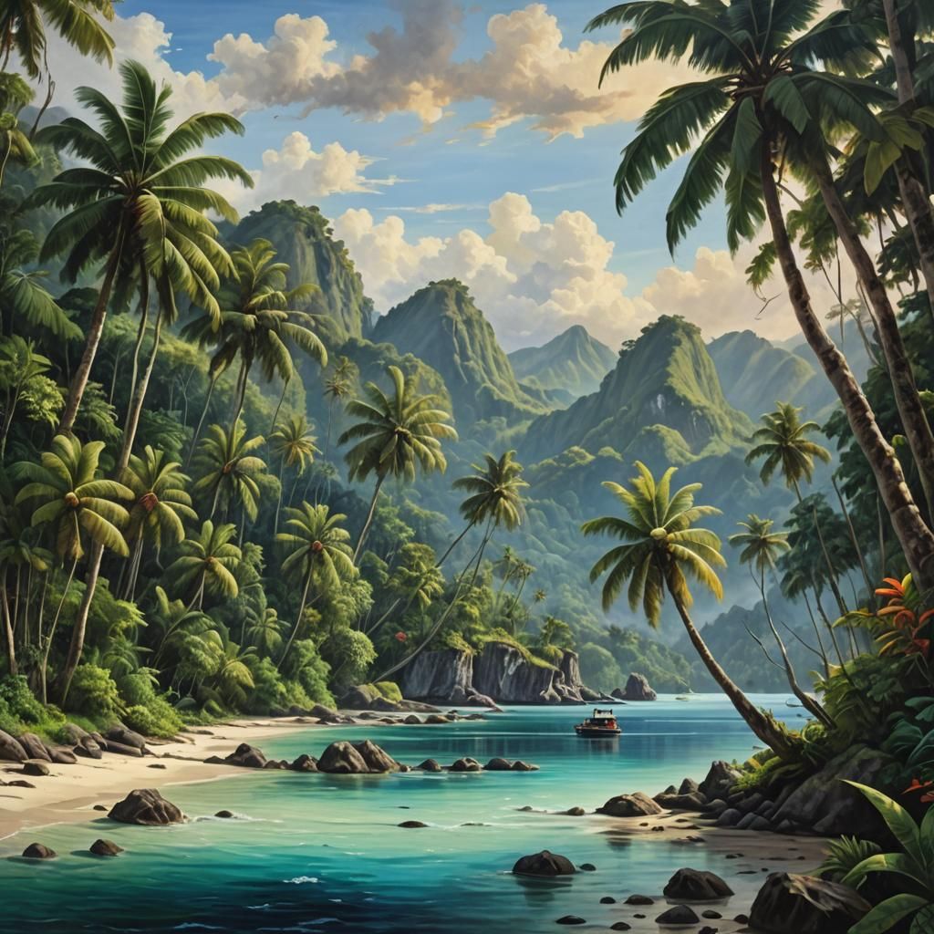 West Papua Paradise: Oil Painting Landscape in 8K