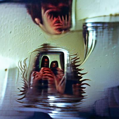 Distorted Mirror Reflection in Analog Horror Style