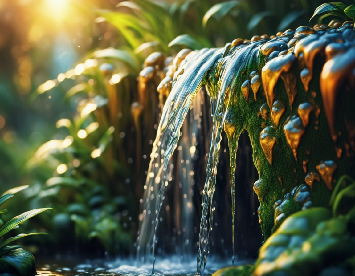 Tiny Waterfall in an Unusual Place: HDR Digital Art