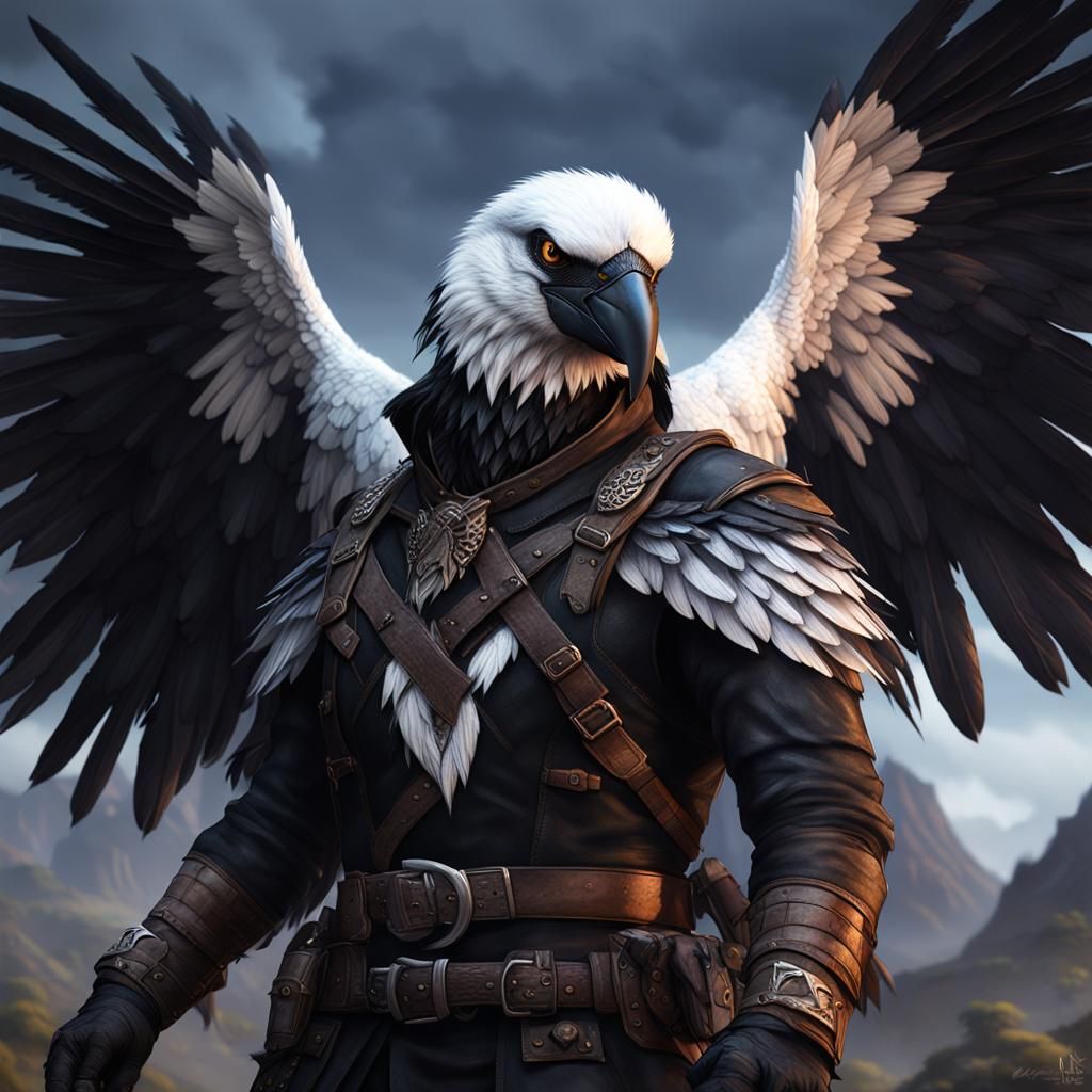 Aarakocra Ranger Portrait in Dark Fantasy Style
