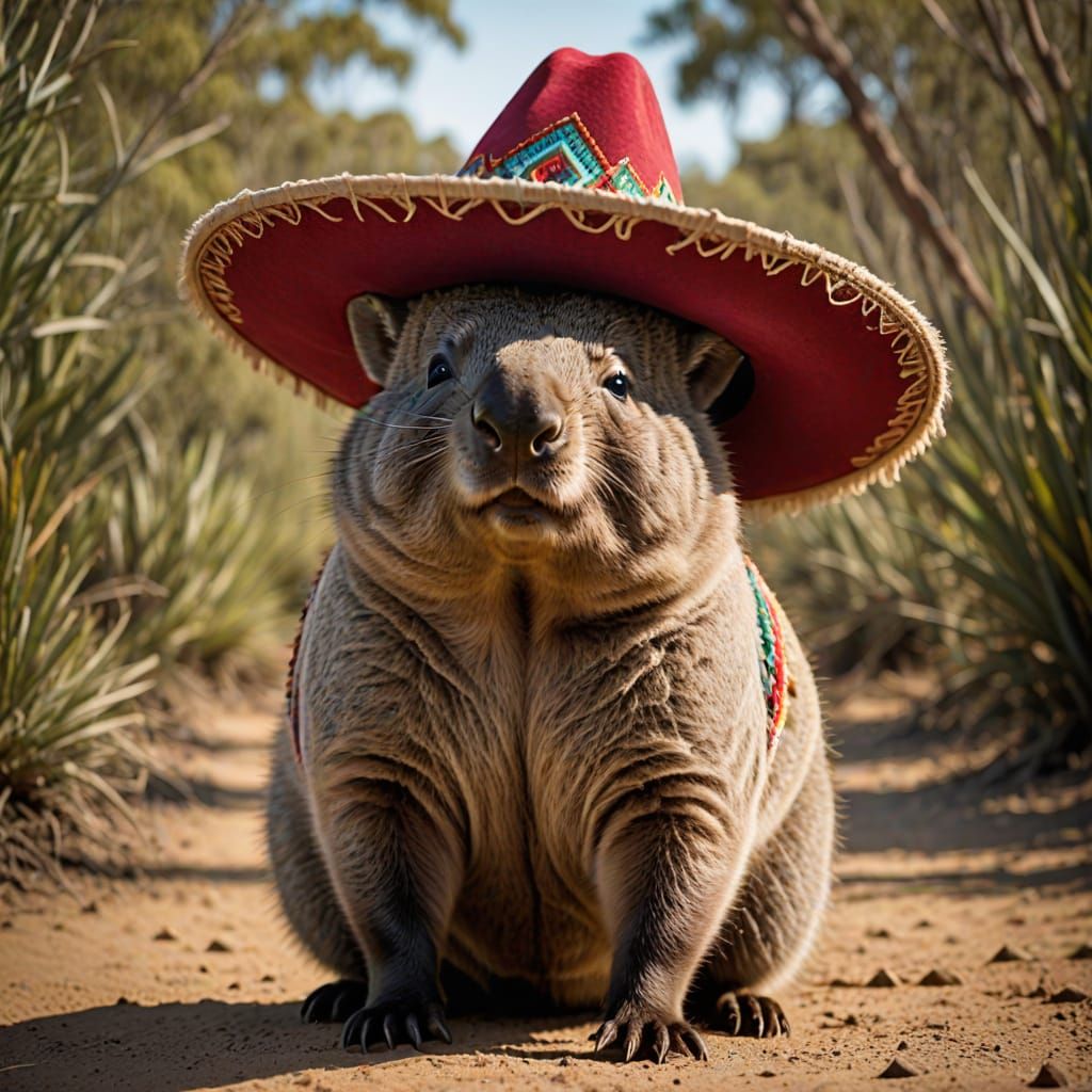 Wombat Wearing Sombrero