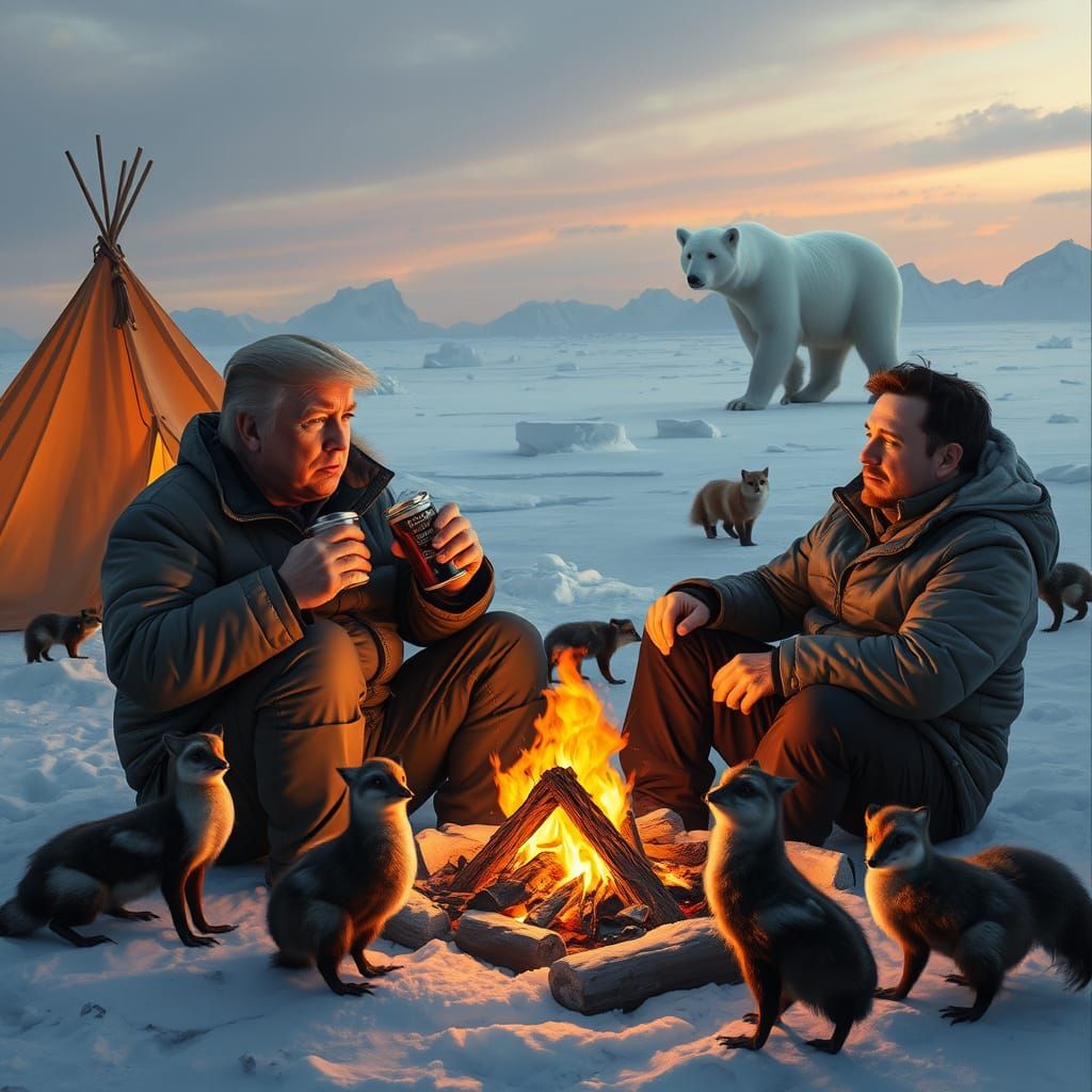 Icy Campsite in Greenland with Trump and Musk