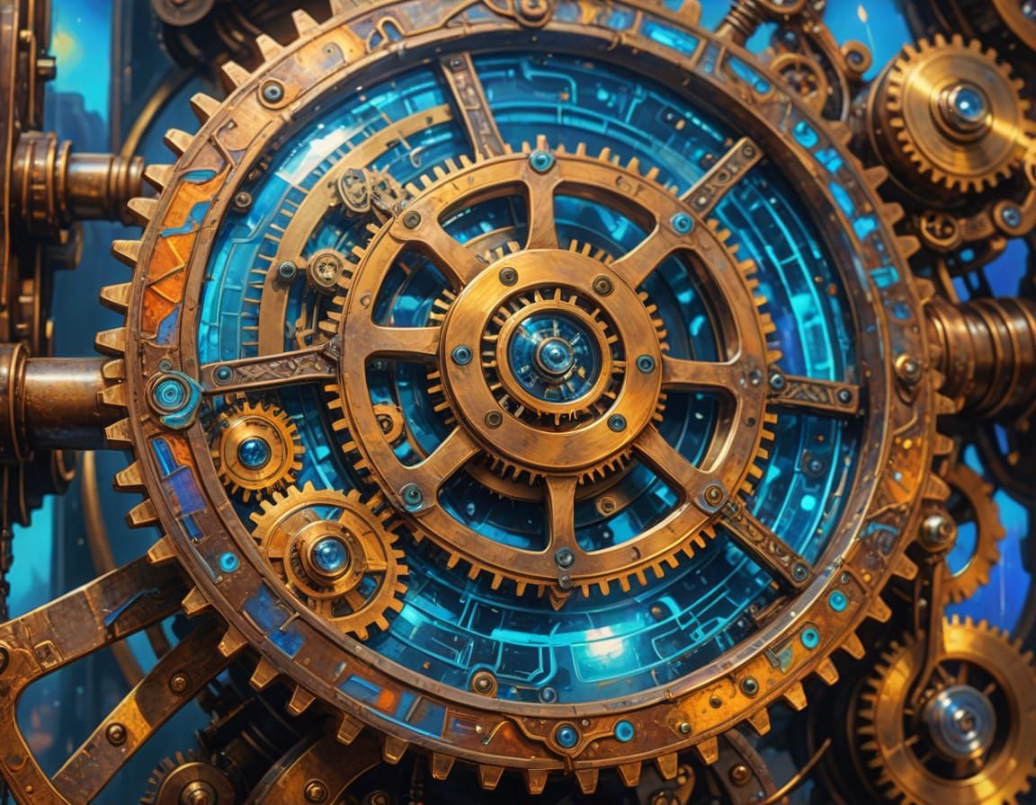 Steampunk Astral Hologram in Oil Painting Style