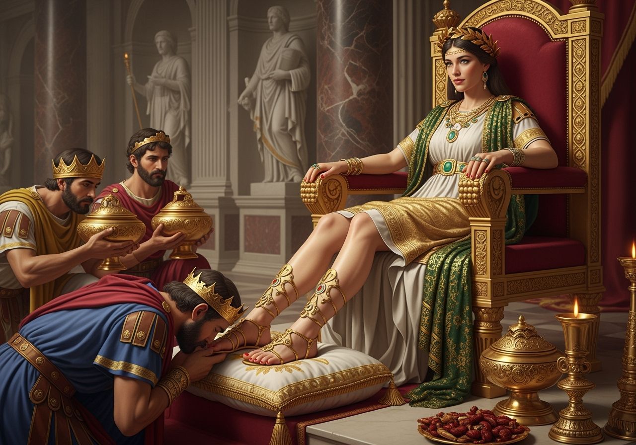 Roman Empress on Gold Throne in Palace Throne Room