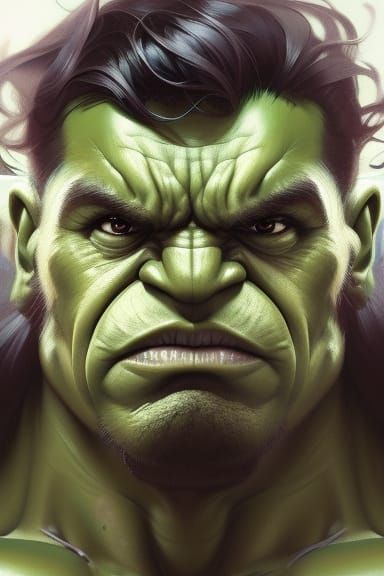 Baby Hulk Portrait in Hyperdetailed Style
