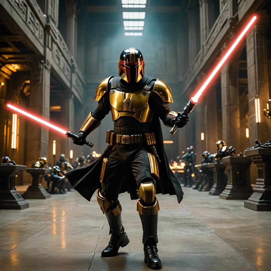 Judge Dredd as Jedi with Lightsaber in CGI