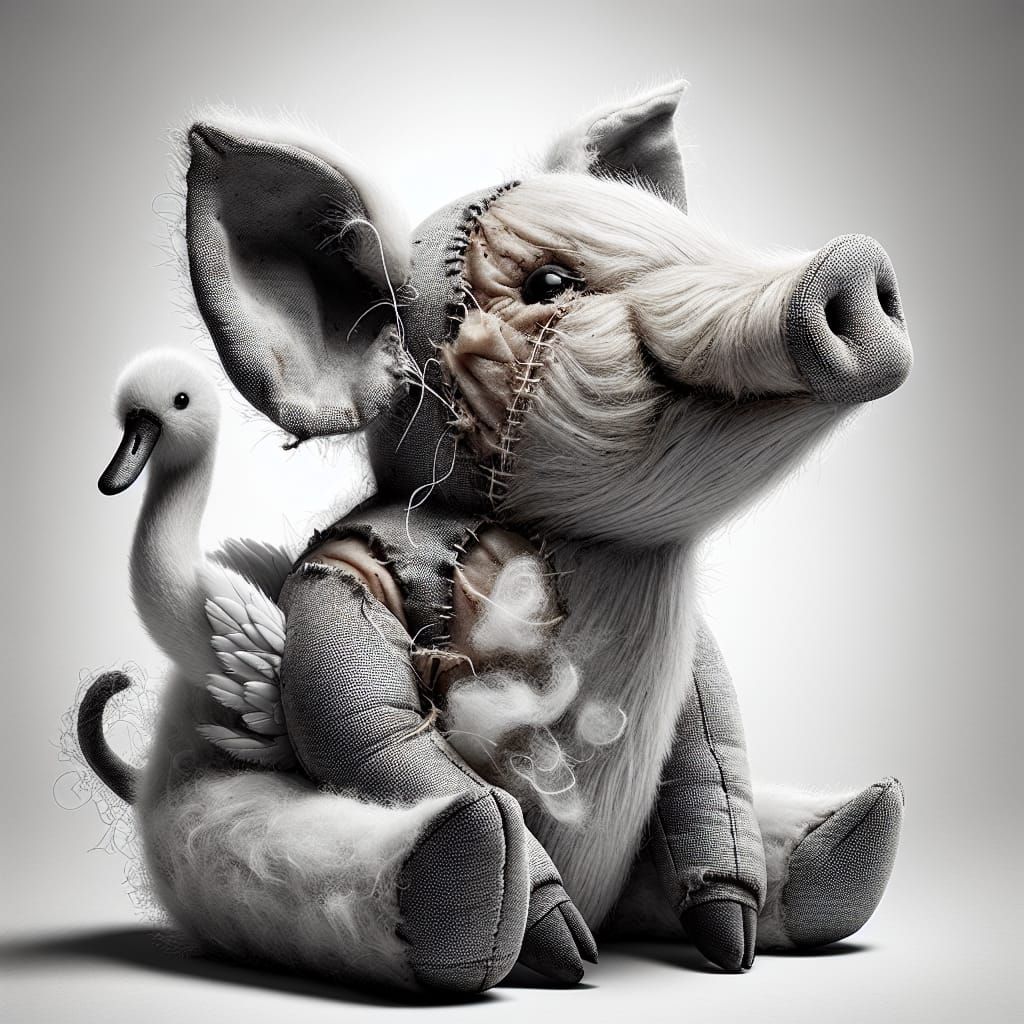 Piglet Unveiling Swan: A Charming Children's Illustration