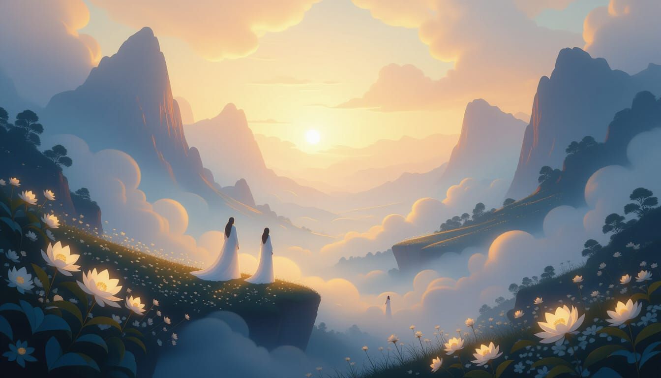 Ethereal Utopia in Dreamy Digital Painting Style