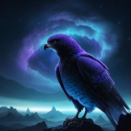 Cosmic Hawk on Crystal Outcropping in Space