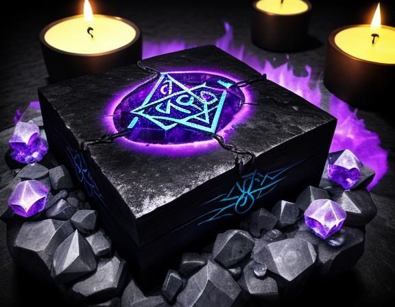 Cursed Runestone Box with Wand and Candles