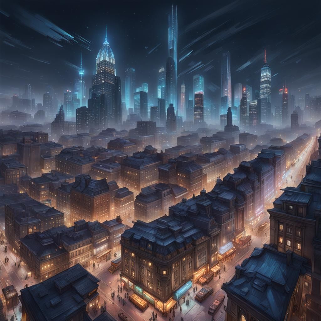 Hyperdetailed Nighttime Cityscape Portrait in Unreal Engine ...