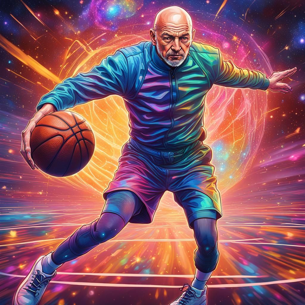 Professor X: Cosmic Basketball Master in Holographic Art