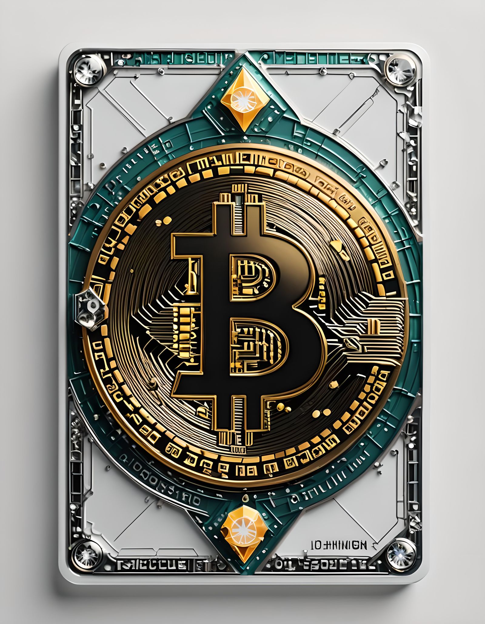 Bitcoin Board Game Card in Diamonds and Palladium - AI Art