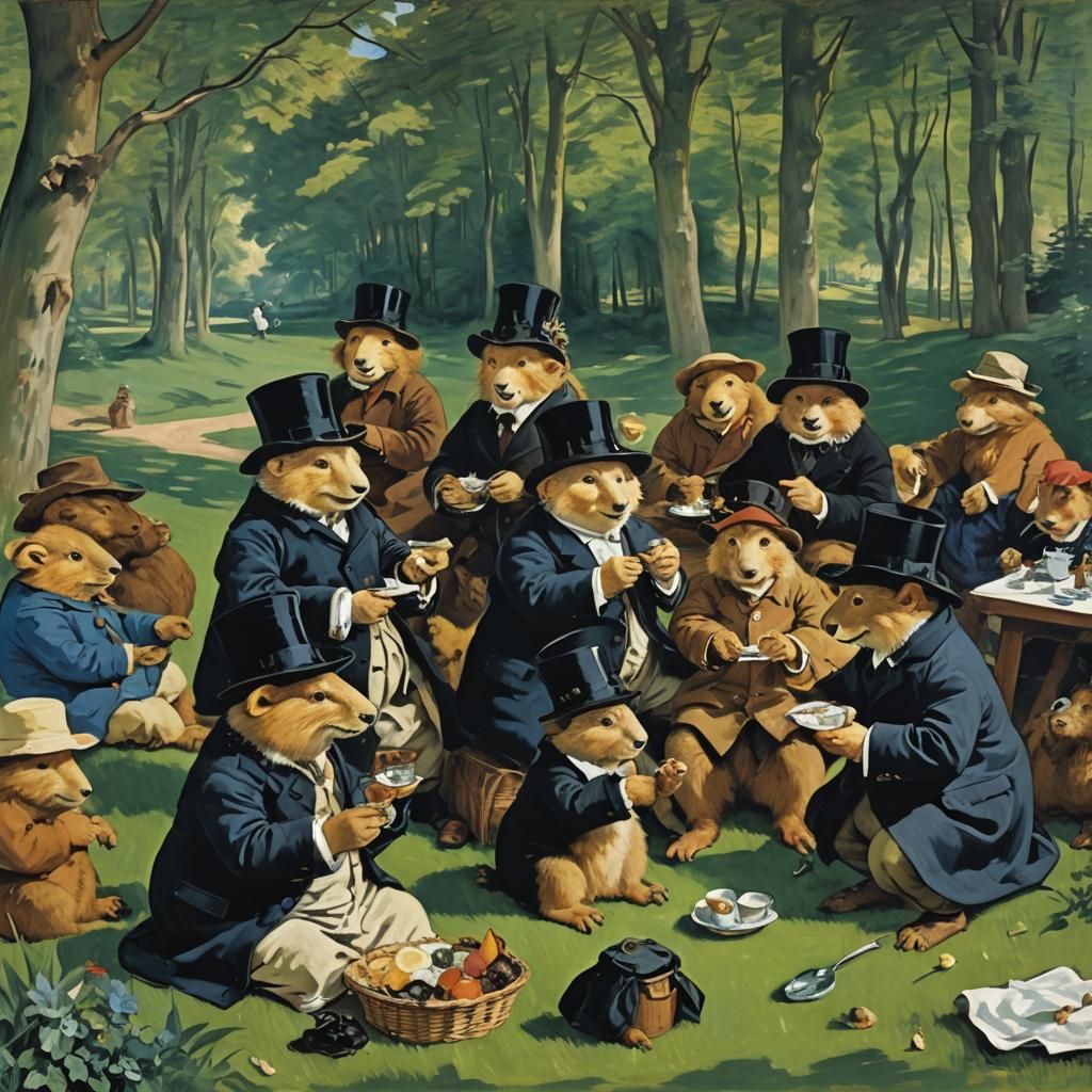 Modern Take on Manet's Déjeuner sur l'herbe