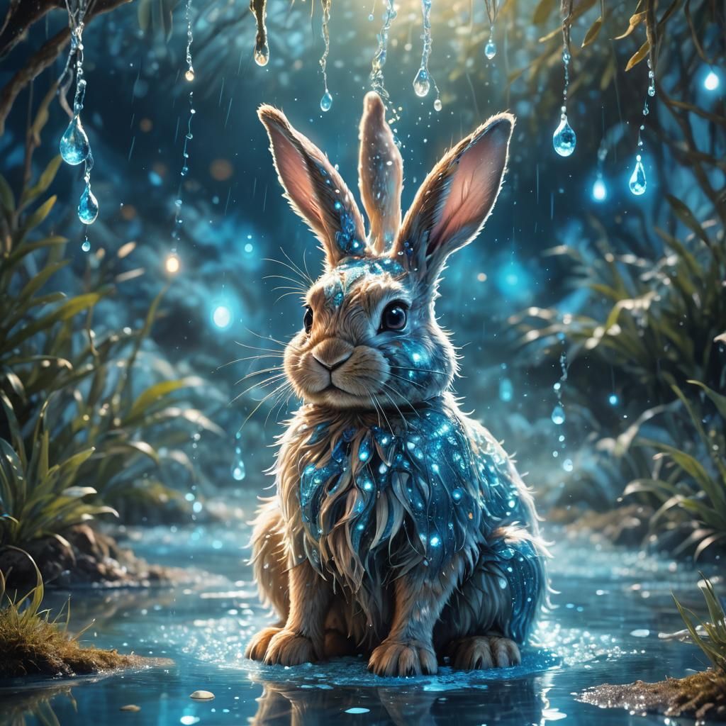 Bioluminescent Spirit Rabbit by Glowing Puddle