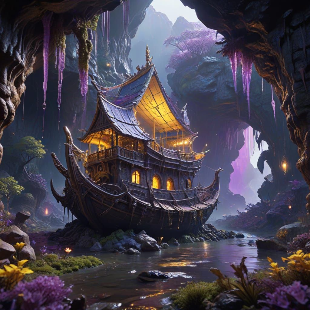 Ancient Alien Sanctuary in a Cavernous Realm