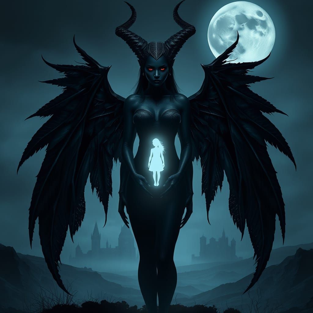 Ethereal Goddess of Shadows Unveils Innocence in Haunting Go...