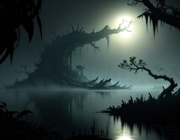 Bullywug Rising from Mangrove Swamp: Cinematic 3D Render