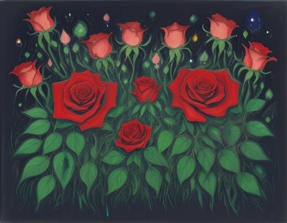 Velvet Red Rose in Dreamlike Abstract Harmony