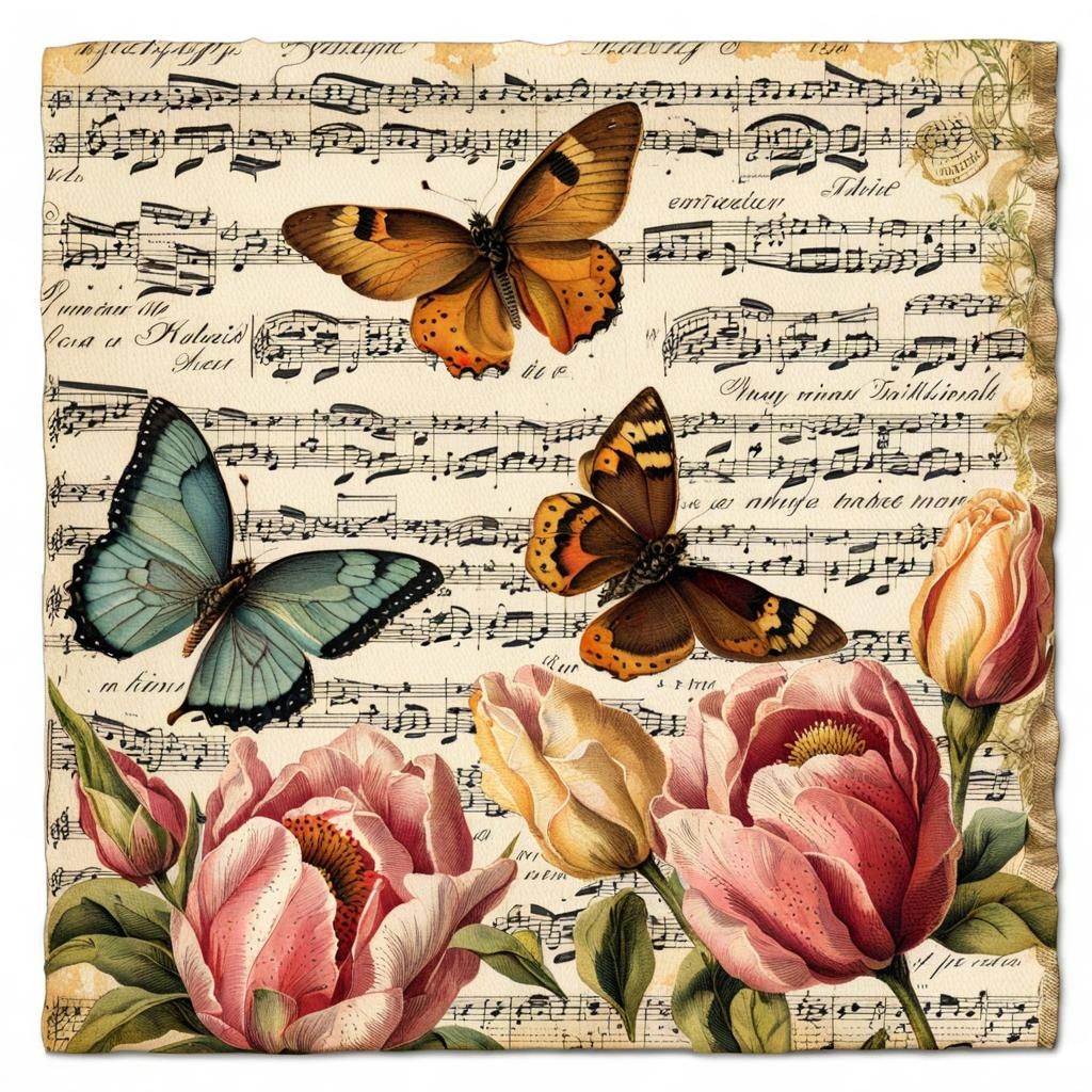 Springtime Vintage Art Illustration for Decoupage