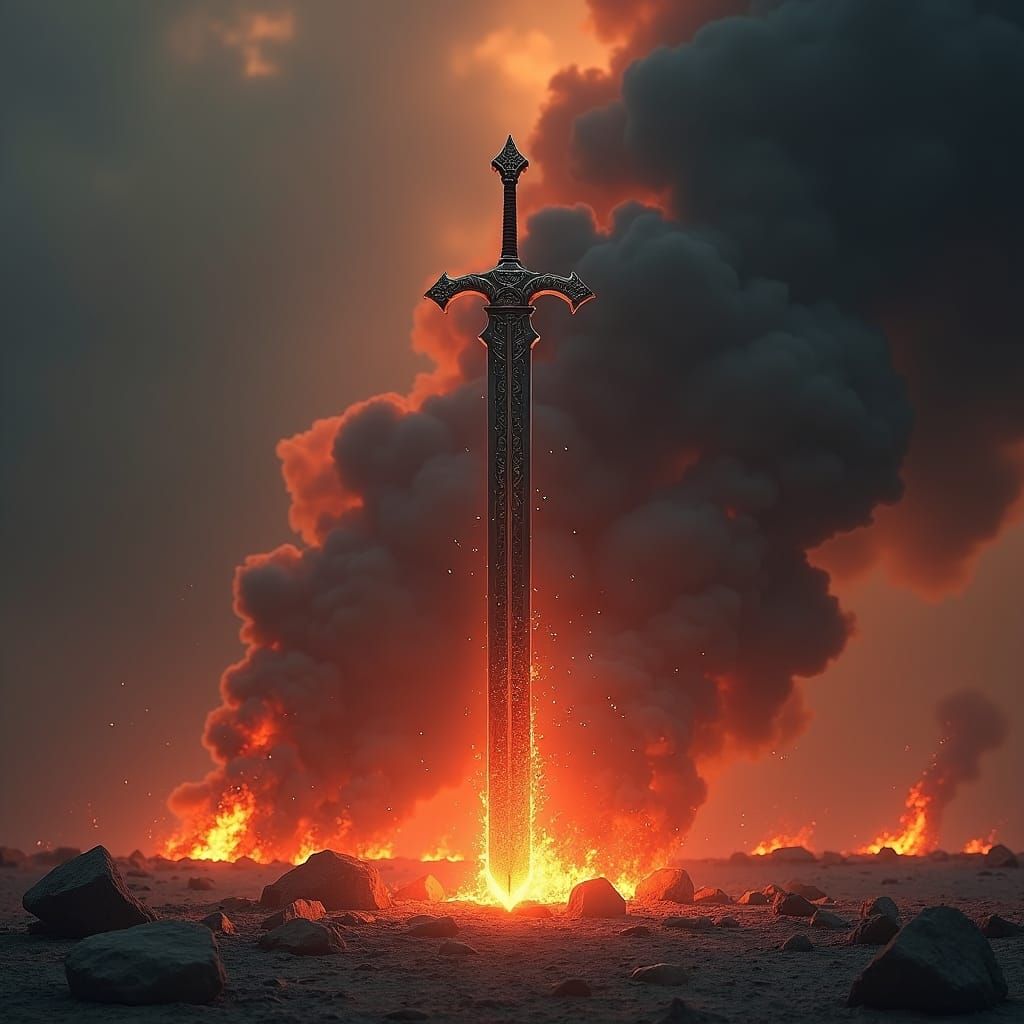 Sword Before Shadowy Fire: Fantasy Concept Art